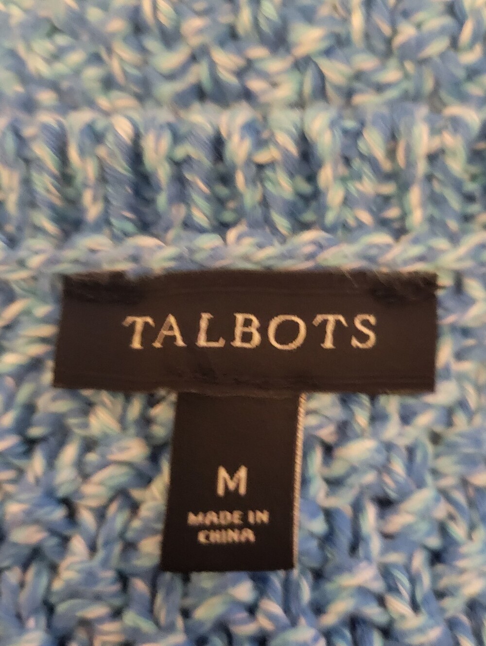 Talbots Blue Cotton Zipper Detail Crewneck Sweater Size Medium - Picture 4 of 4